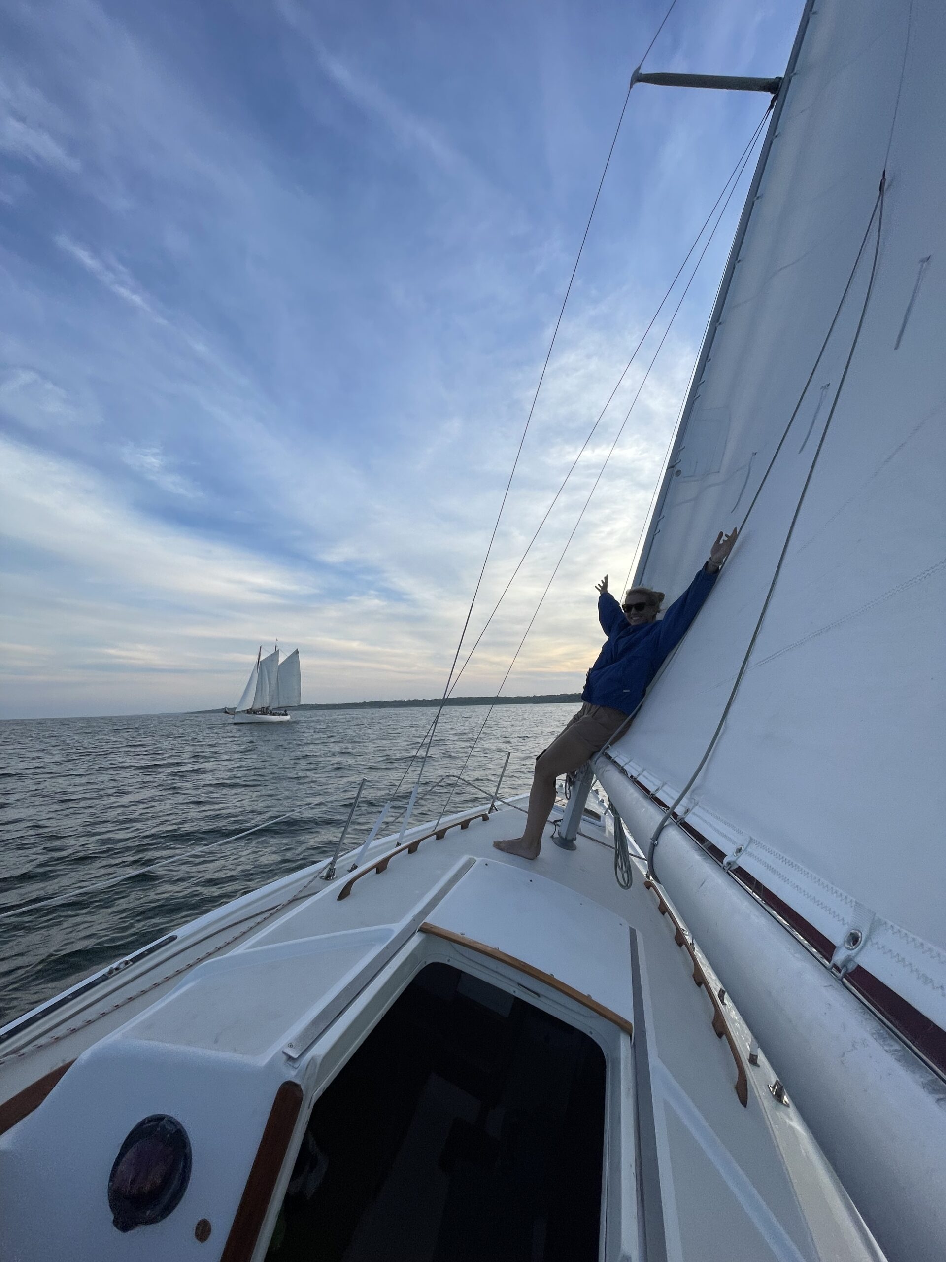 sailboat sunset sail schooner slope sailing newport sailing lesson